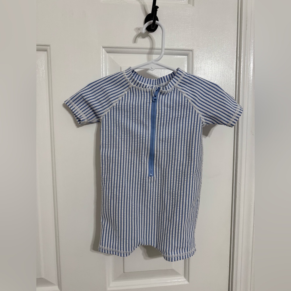 RuffleButts 6-12 Month Periwinkle Blue Rashguard
